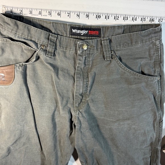 Wrangler x Riggs Workwear Ripstop Carpenter Pants Size 36 x 33 Green Cotton Work - Picture 10 of 12